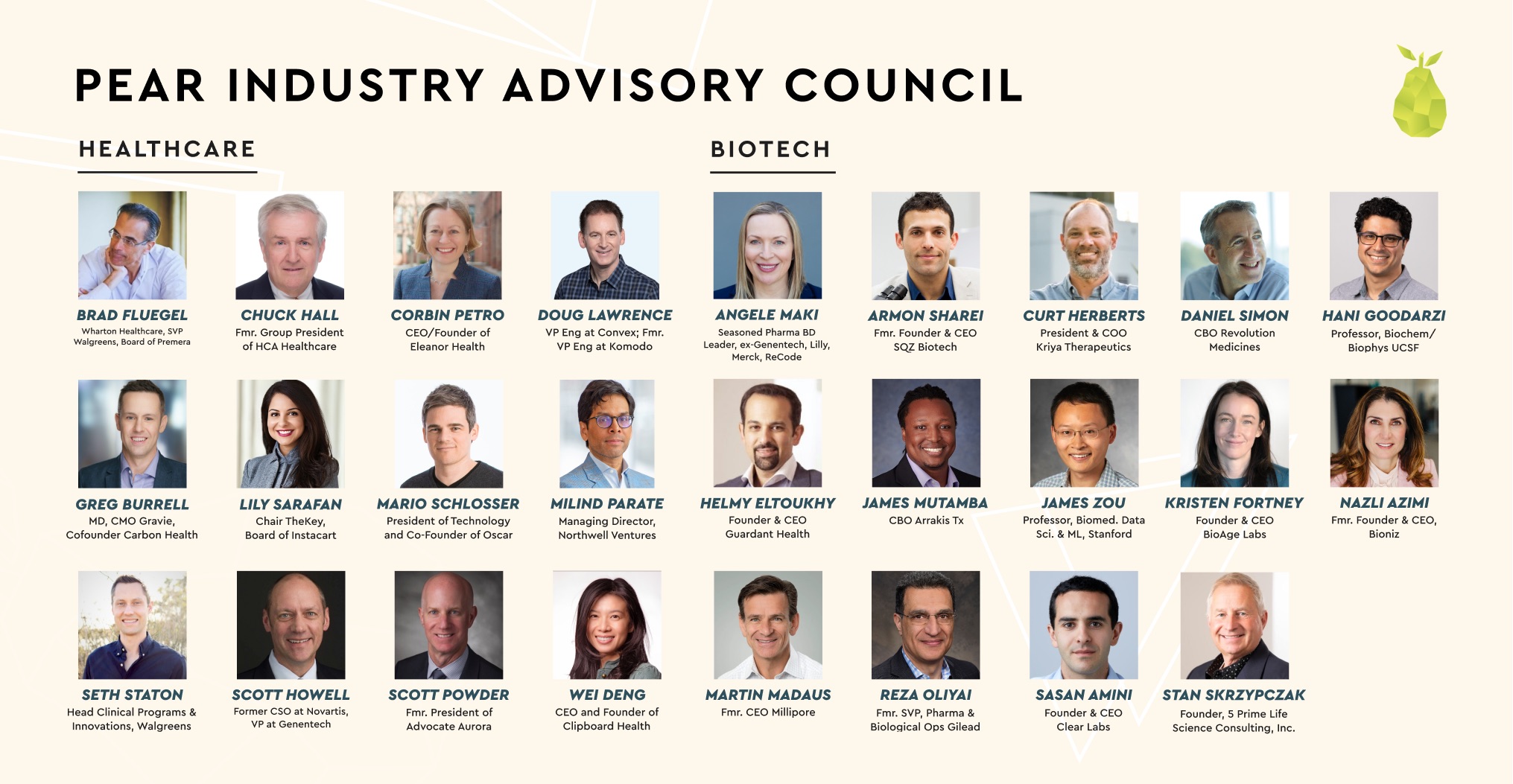Introducing Pear’s Healthcare and Biotech Industry Advisory Councils!