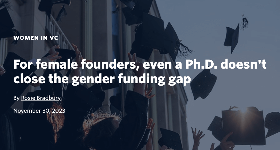 For female founders, even a Ph.D. doesn’t close the gender funding gap